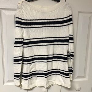 Off white knit shirt with black stripes